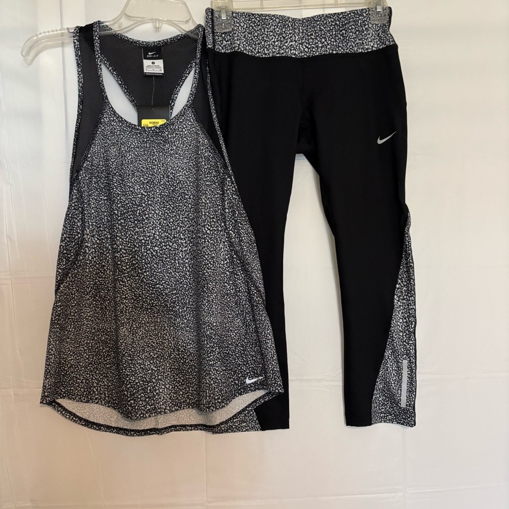 NWT Nike Dri-Fit Black and White Tank Top and Pants Set
